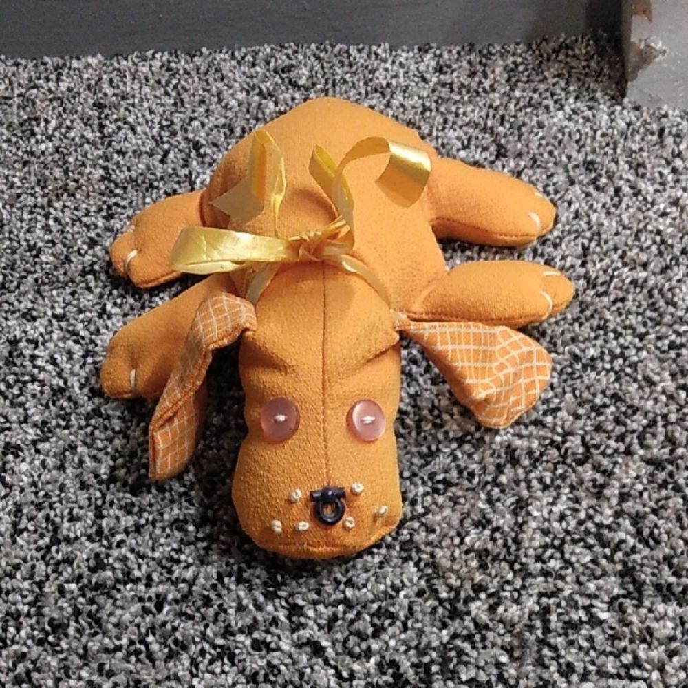 Vintage Handmade Orange Dog Plush